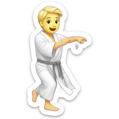 Blond White boy dancing in à grey bathrobe sticker