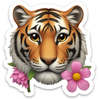 Tiger with flower  sticker