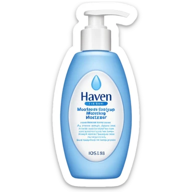 A long oval blue to fading white moisturizer that says HAVEN and then daily moisturizer under sticker