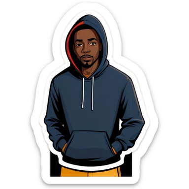 Black guy with a hood on sticker