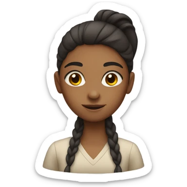 Girl with long dark hair working with Clay sticker