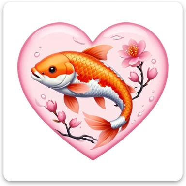 sakura heart with a koi fish sticker