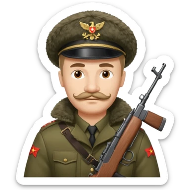 crazy russian soldier man with ushanka and ak 47 sticker