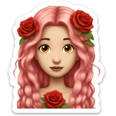 big wings, rose, Beautiful, fairy, red, long hair sticker