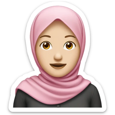 A pale girl wearing a pink hijab  sticker