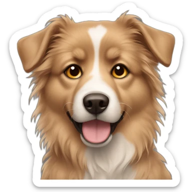 messy fur mixed breed brown eyes dog sticker