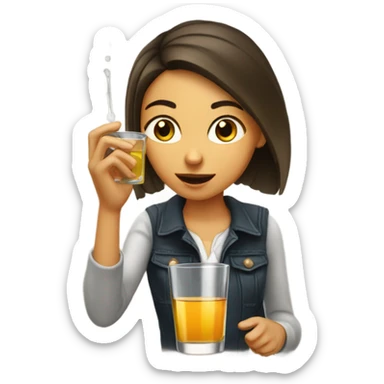 a girl taking a shot of tequila sticker