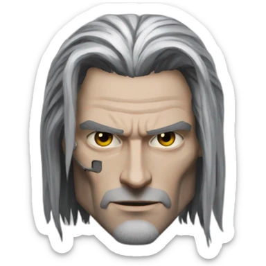 T800 robot witcher long hair sticker