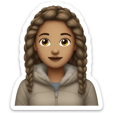 Winter girl white cozy brown hair light skin  sticker