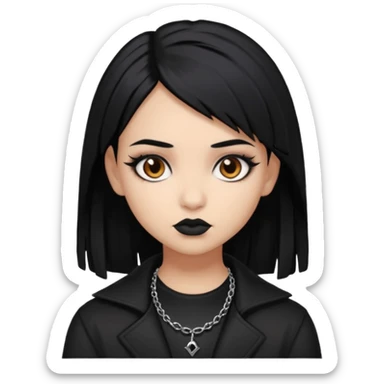 Goth girl black hair brown eyes cool lightbrown skin sticker