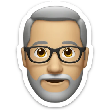 White Man with Brown hear, rounded glasses, black grey beard sticker