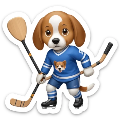 A beagle playing hockey sticker