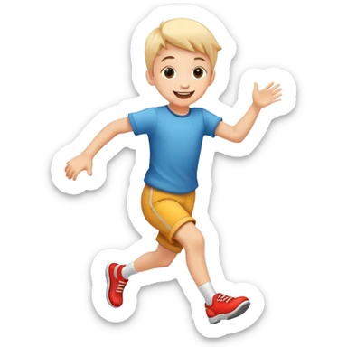 child skipping joyfully, cheerful and energetic sticker