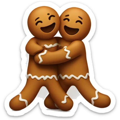 Two gingerbread men hugging sticker
