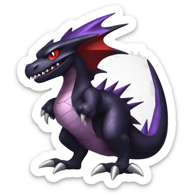 Black Cool Edgy Nargacuga-Garchomp-Noivern Fakémon  with White and Red and purple and black Edgy markings sticker