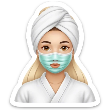 Lady with face mask spa beauty full face relaxing sticker