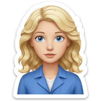 Blonde avec yeux bleus qui est architecte , cheveux ondulés , Sans lunettes  sticker