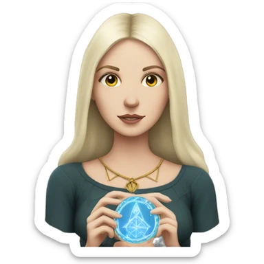 white girl and tarot card with corwn on had sticker