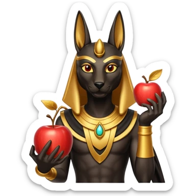 anubis god with an apple sticker