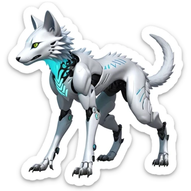 Modern Futuristic Feral Cyborg-Vernid-Sergal-Feline-Trico-species, 4 legs, by LiLaiRa full body sticker