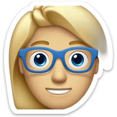Blond man glasses blue eyes eating big hazelnut sticker