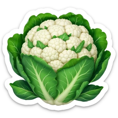 minimal cauliflower, white florets, green base sticker