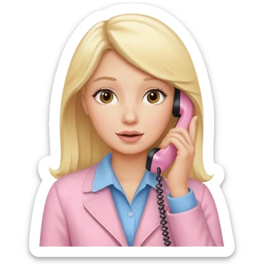 blonde woman calling on a pastel pink iPhone sticker