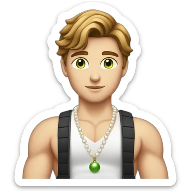 Posh-gym-boy-with-pearl-necklace-and-green-eyes-and-brown-hair sticker