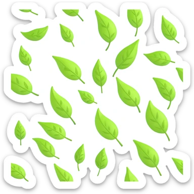 vibrant green summer leaves falling and swirling in a gentle warm breeze sticker