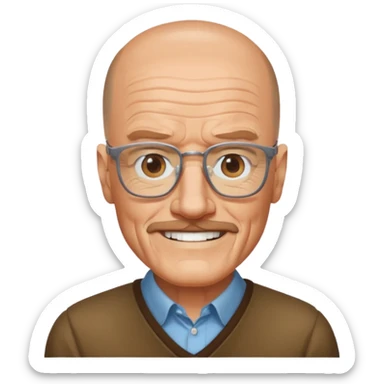 Walter White in iPhone emoji style, smiling and wearing his glasses sticker