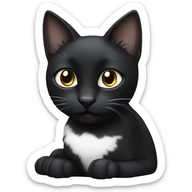 Black cat with white belly and white paws tip sticker