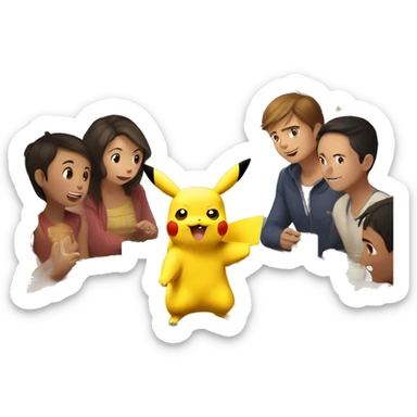 pikachu in family gathering  sticker