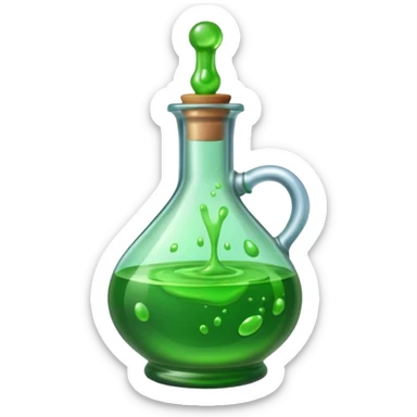Glass potion bottle with green liquid sticker