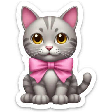 pink cat with bows sticker