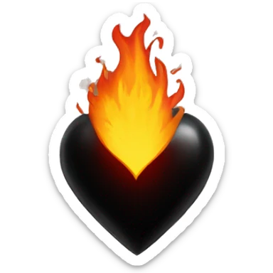 Black heart with fire behind sticker