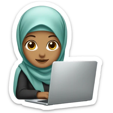 hijabi girl with laptop sticker