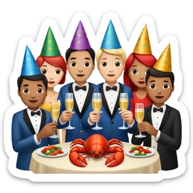 200 people eating lobster at a family party sticker