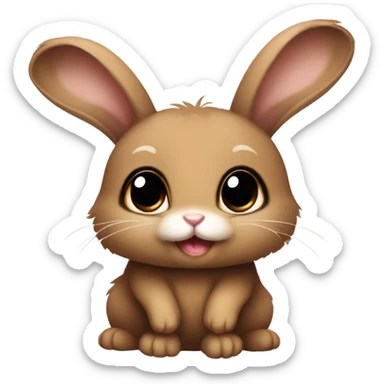 A fluffy brown baby bunny  sticker