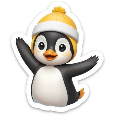 A cheerful penguin swimmer in swim cap, doing a playful backstroke with water rings popping around full body chibi cute
 sticker