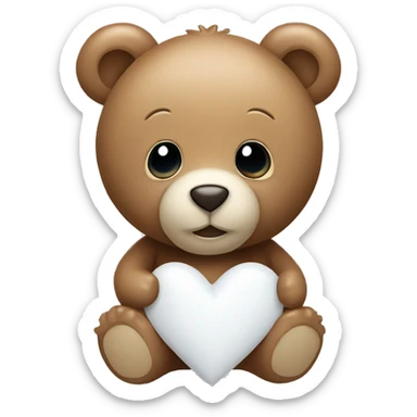 Teddy bear with a white heart sticker