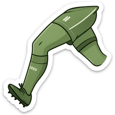 Isolate and show only the footballer's leg in the same style as the original image, with no background. sticker
