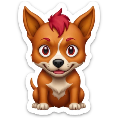 tattoed scary looking dog with red hair sticker