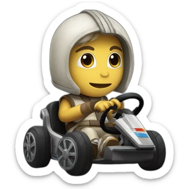 Luie skywalker in a kart sticker