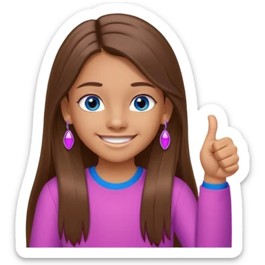 11 year old girl, blue eyes, brown long ish straight hair, smile and two thumbss up with purple STUD earings and a PINK shirt, and that you can see my whole body, and no teeth in my smile and NOooooooooooo watch bracelet thingy a little tanish skin but but not pale sticker