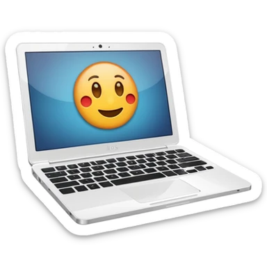 a white laptop on a black background. turn the laptop sticker