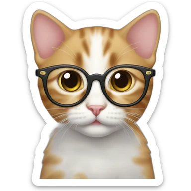 Kitten wearing too-big glasses sticker