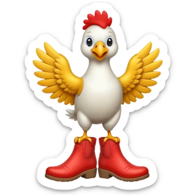 Galinha usando botas vermelhas  sticker
