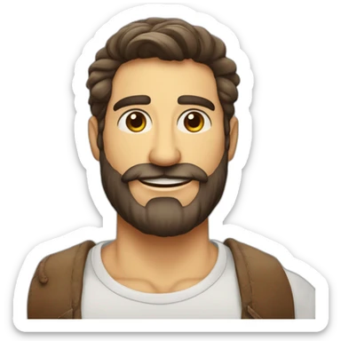 Homem calvo de barba grisalhas olhos fleumático sorrindo sticker