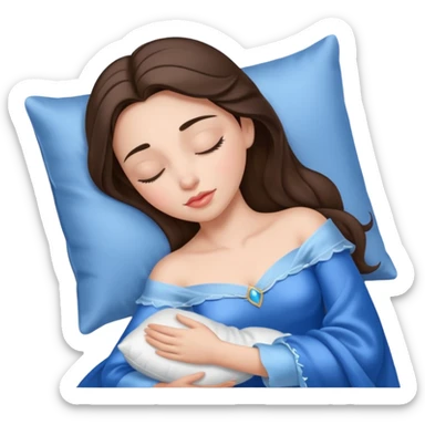 sleeping beauty brunette white girl with a silk pillow sticker
