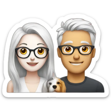 Man with glasses anda woman with a westie dog girl sticker